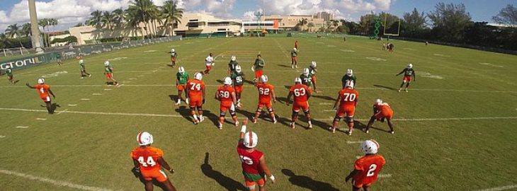 Football game as seen from drone